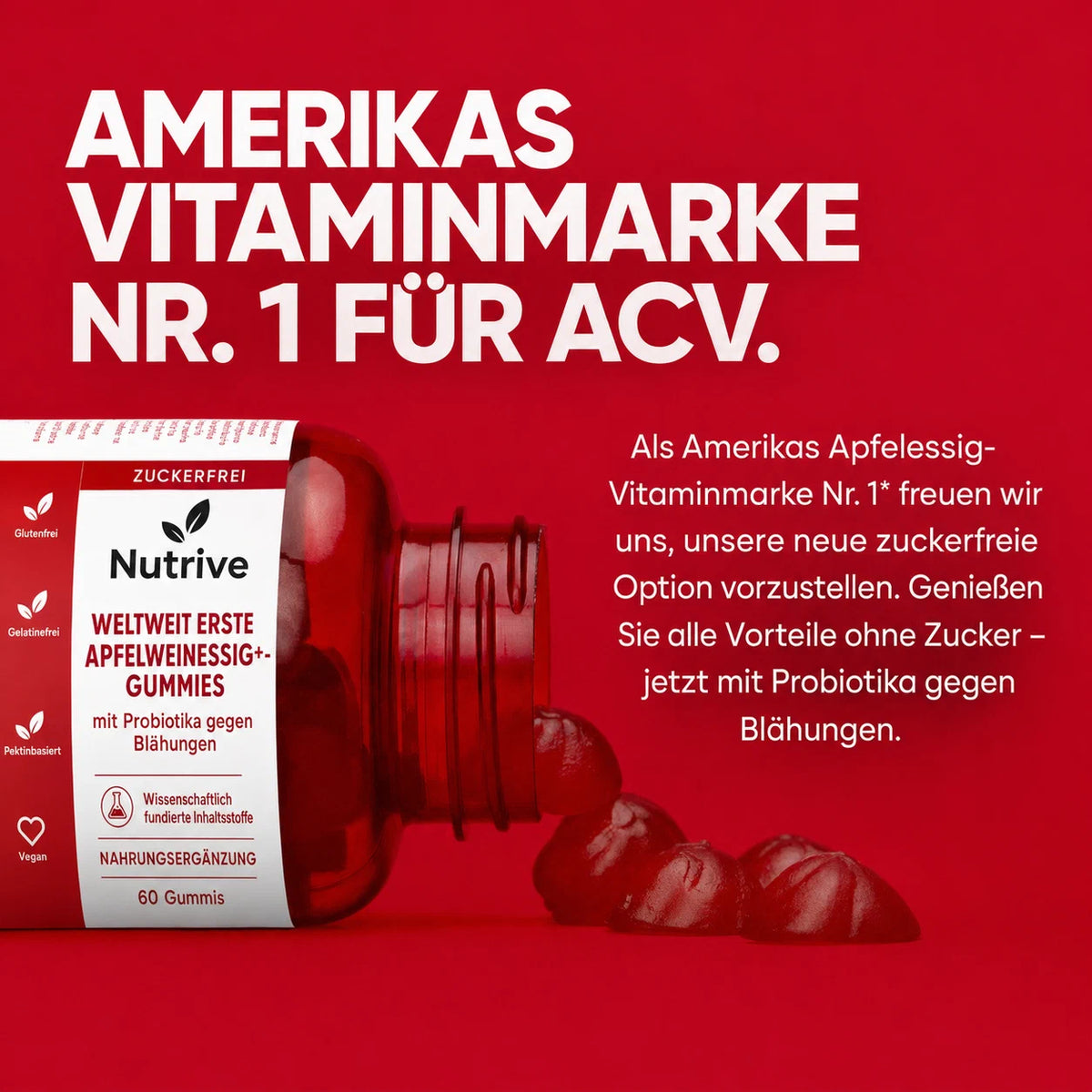 Nutrive ZERO SUGAR 3er-Wellness-Bundle | Prä-, Post- und Probiotika, Apfelessig- und Ashwagandha-Gummis